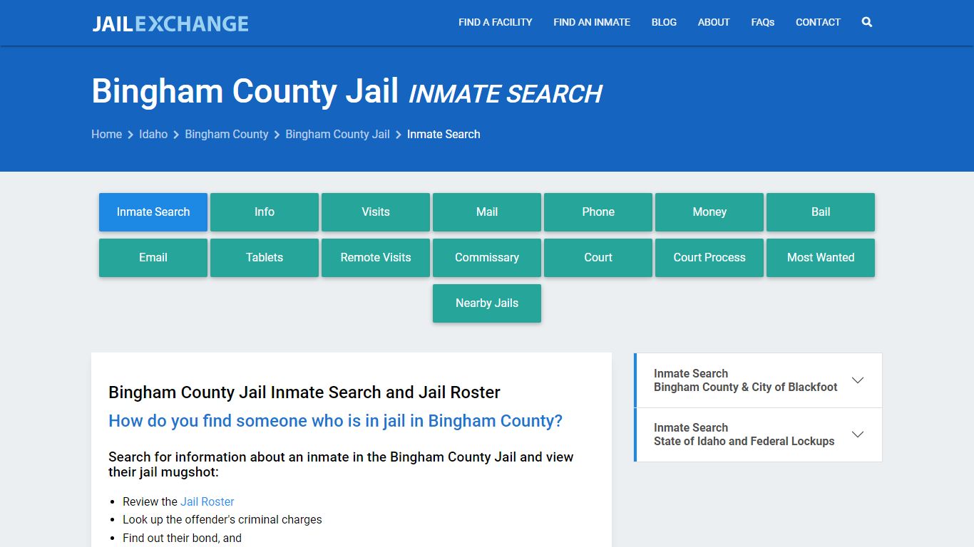 Inmate Search: Roster & Mugshots - Bingham County Jail, ID