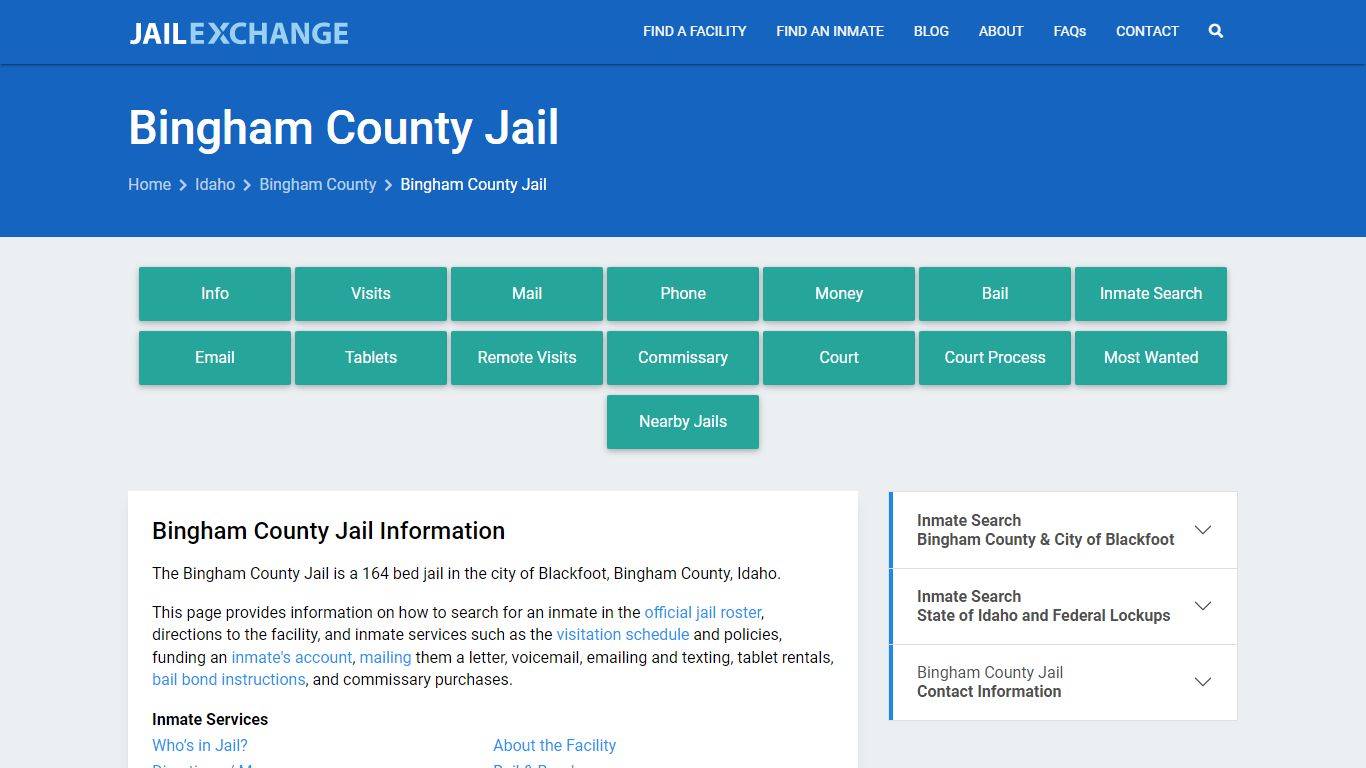 Bingham County Jail, ID Inmate Search, Information